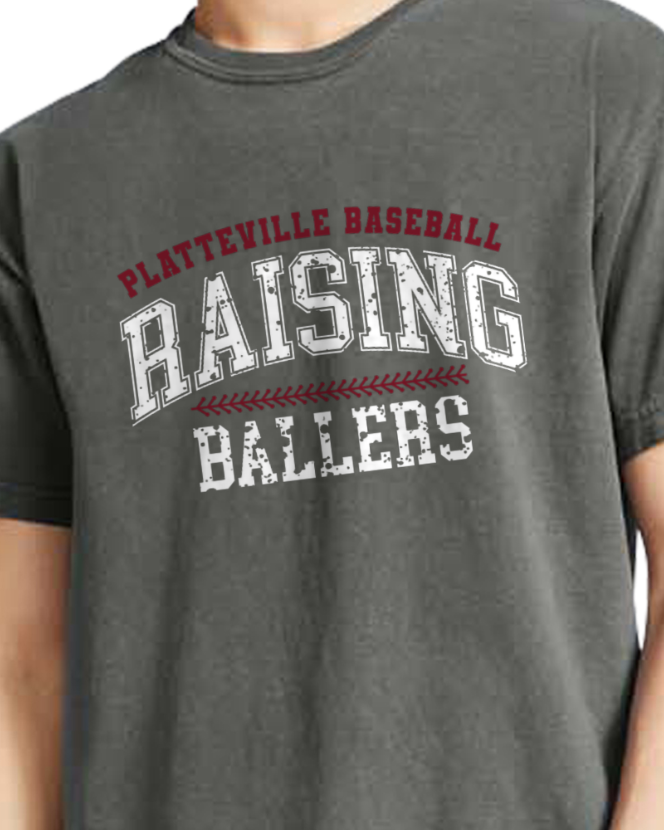 Platteville Baseball Raising Ballers Unisex Tee Pre Order