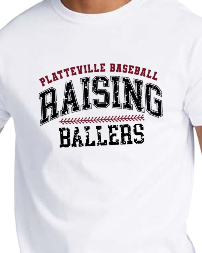 Platteville Baseball Raising Ballers Unisex Tee Pre Order