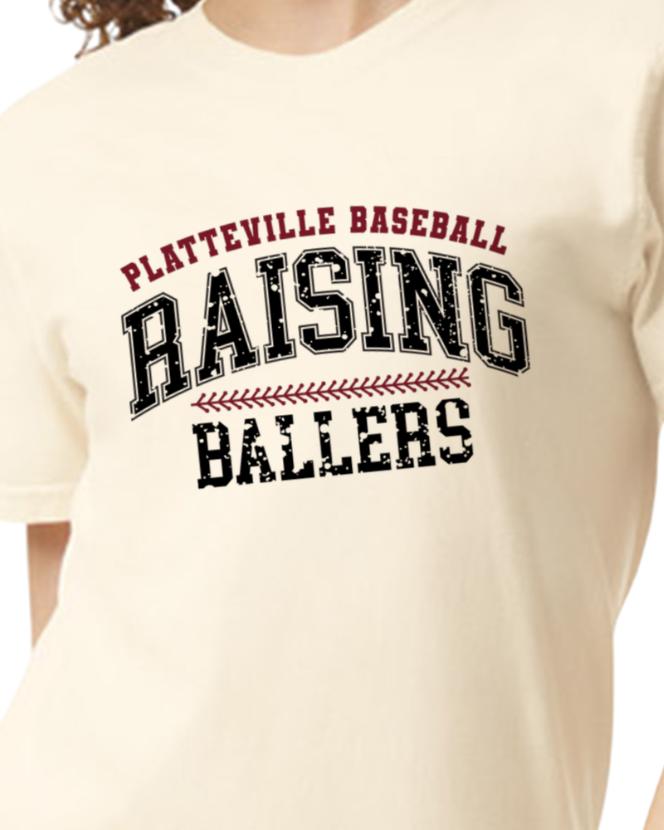 Platteville Baseball Raising Ballers Unisex Tee Pre Order