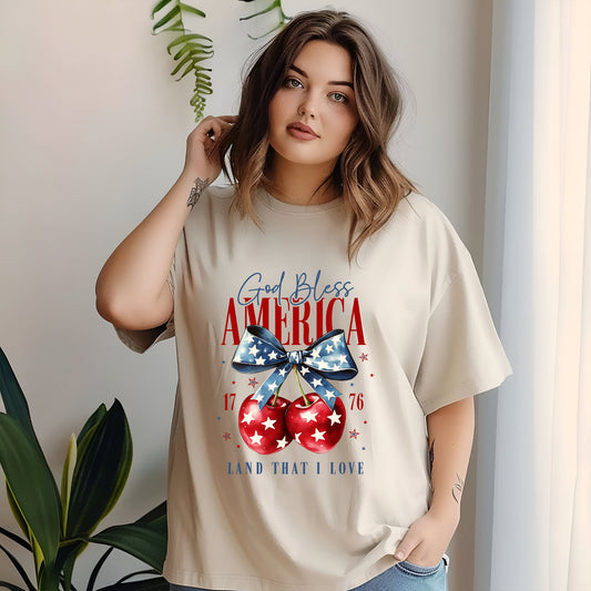Cherries God Bless America Tee