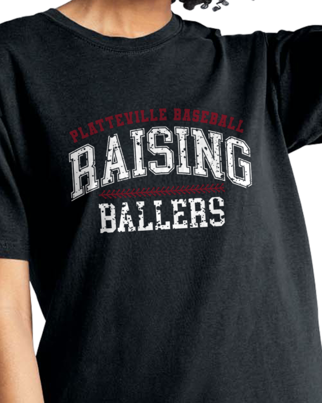 Platteville Baseball Raising Ballers Unisex Tee Pre Order